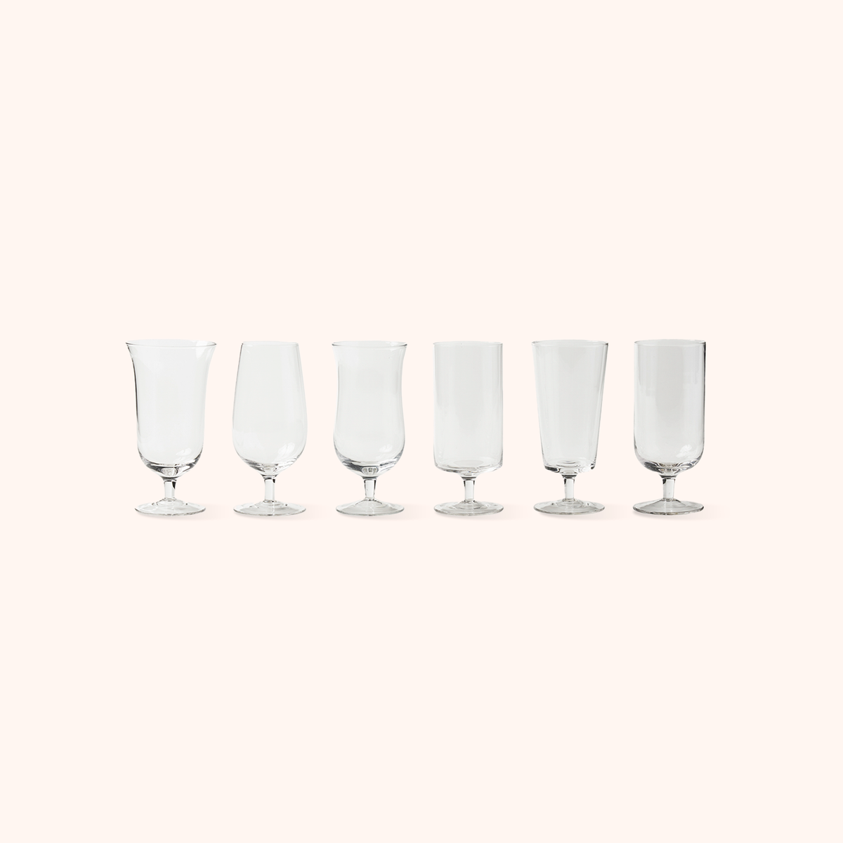 Set 6 Beer Glasses Clear