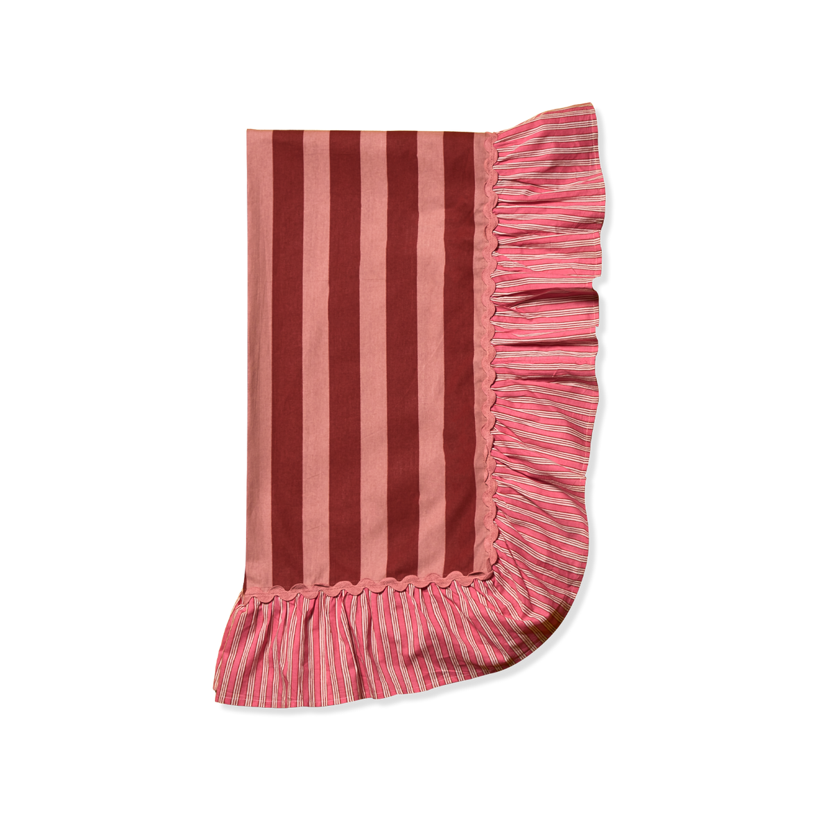 Tablecloth with Bag Pink/Burgundy Stripes