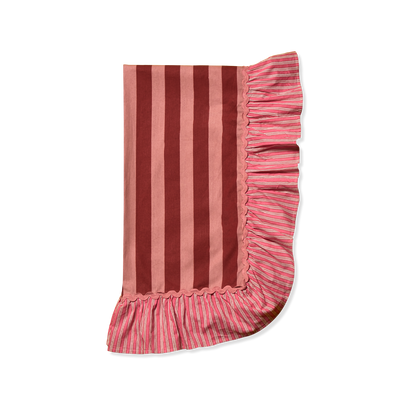 Tablecloth with Bag Pink/Burgundy Stripes