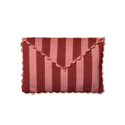Tablecloth with Bag Pink/Burgundy Stripes