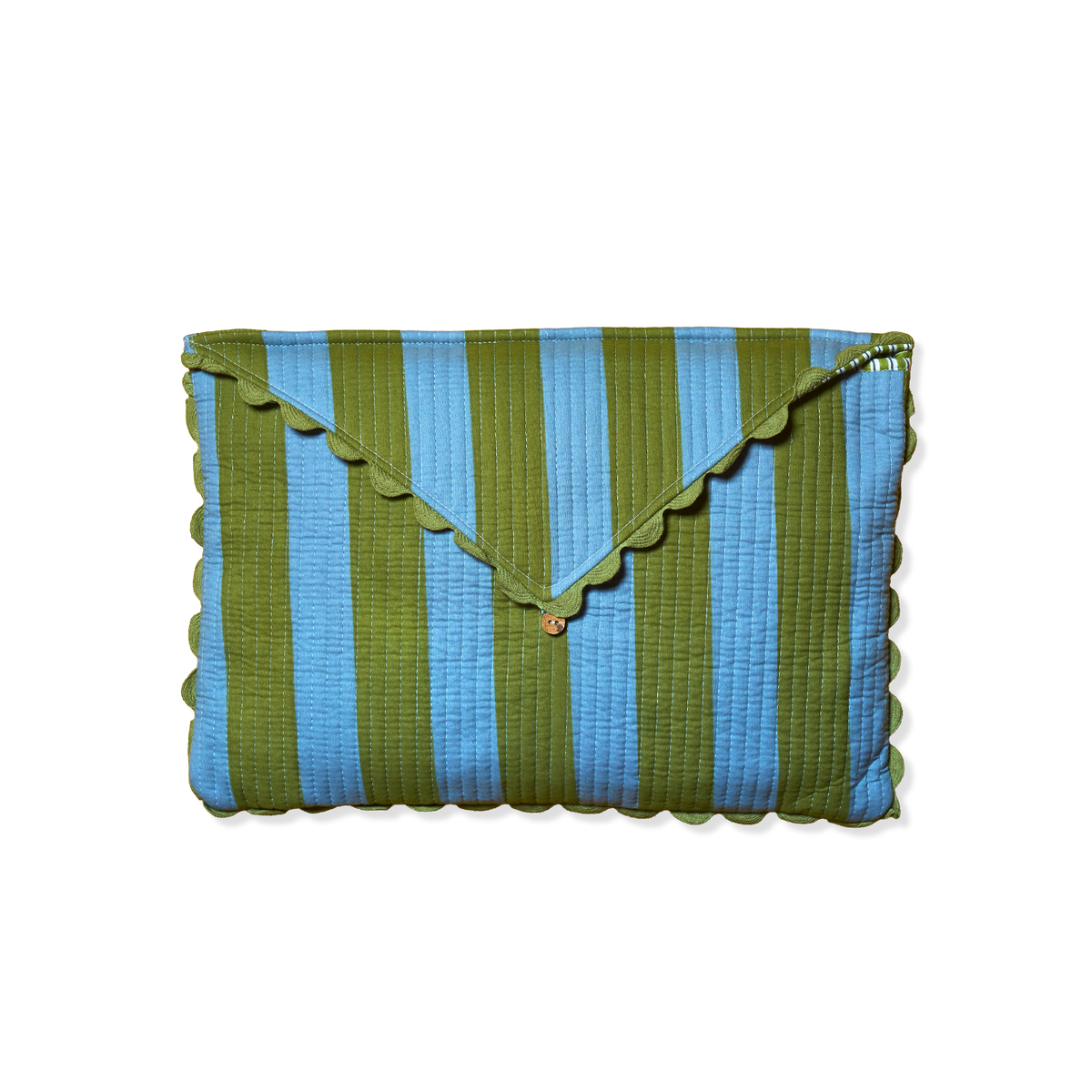 Tablecloth with Green/Light Blue Striped Bag