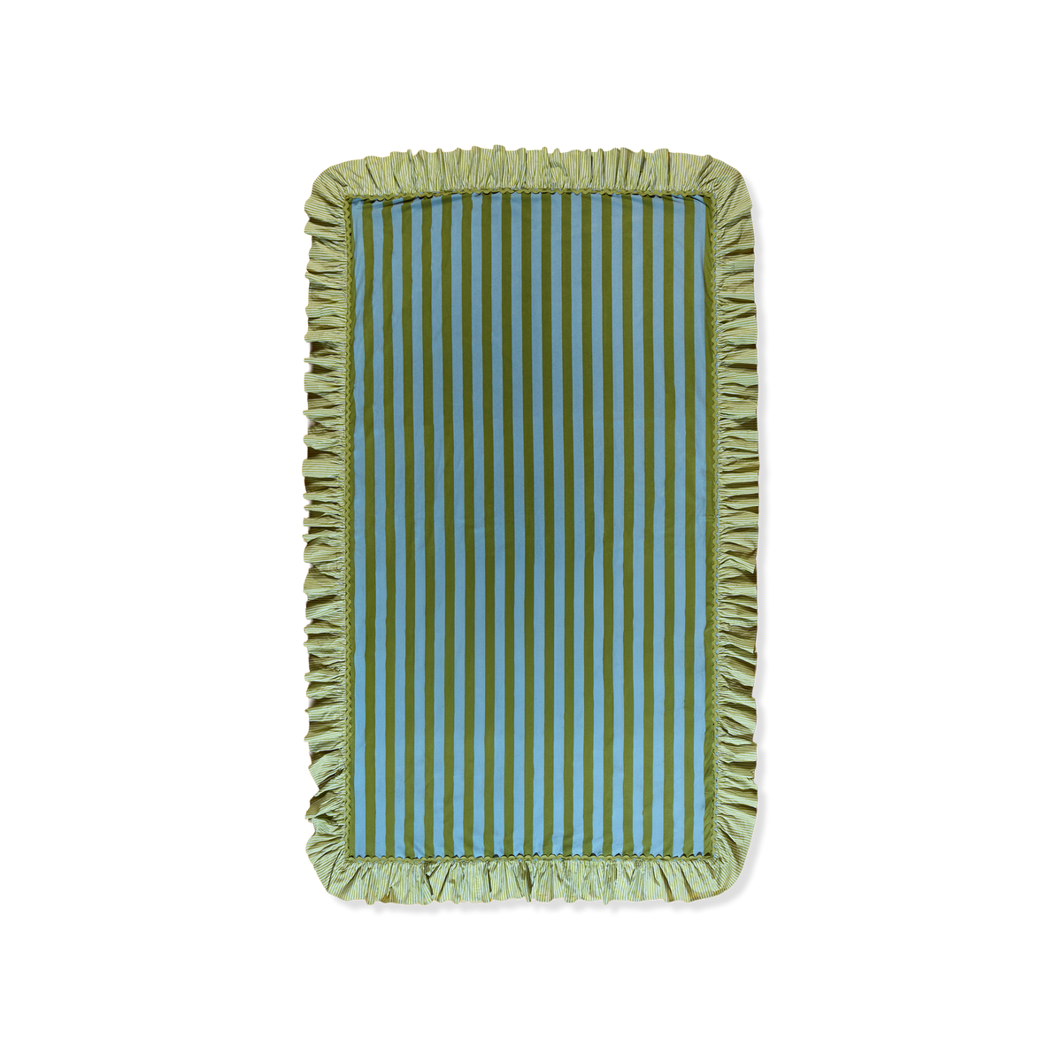 Tablecloth with Green/Light Blue Striped Bag