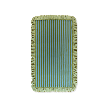 Tablecloth with Green/Light Blue Striped Bag