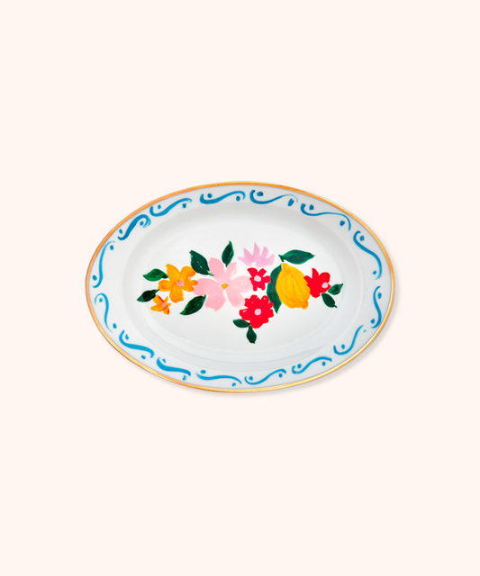 Medium Flowers and Lemons Tray