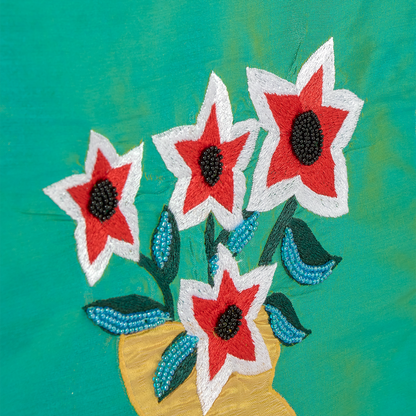 Embroidered Tapestry Red Flowers