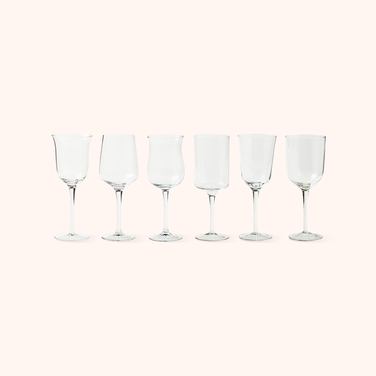 Set 6 Calici Vino Forme Assortite Trasparente