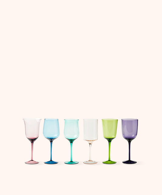 Set 6 Calici Vino Colori Assortiti