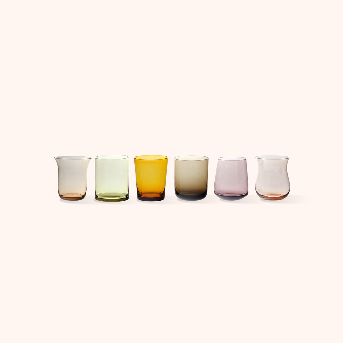Set of 6 Tumblers Amber/Pink Nuances