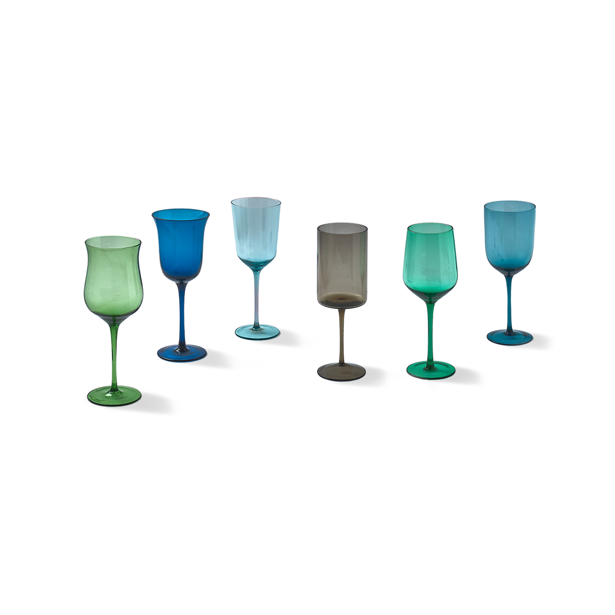 Set of 6 Goblets Blue/Green Nuances
