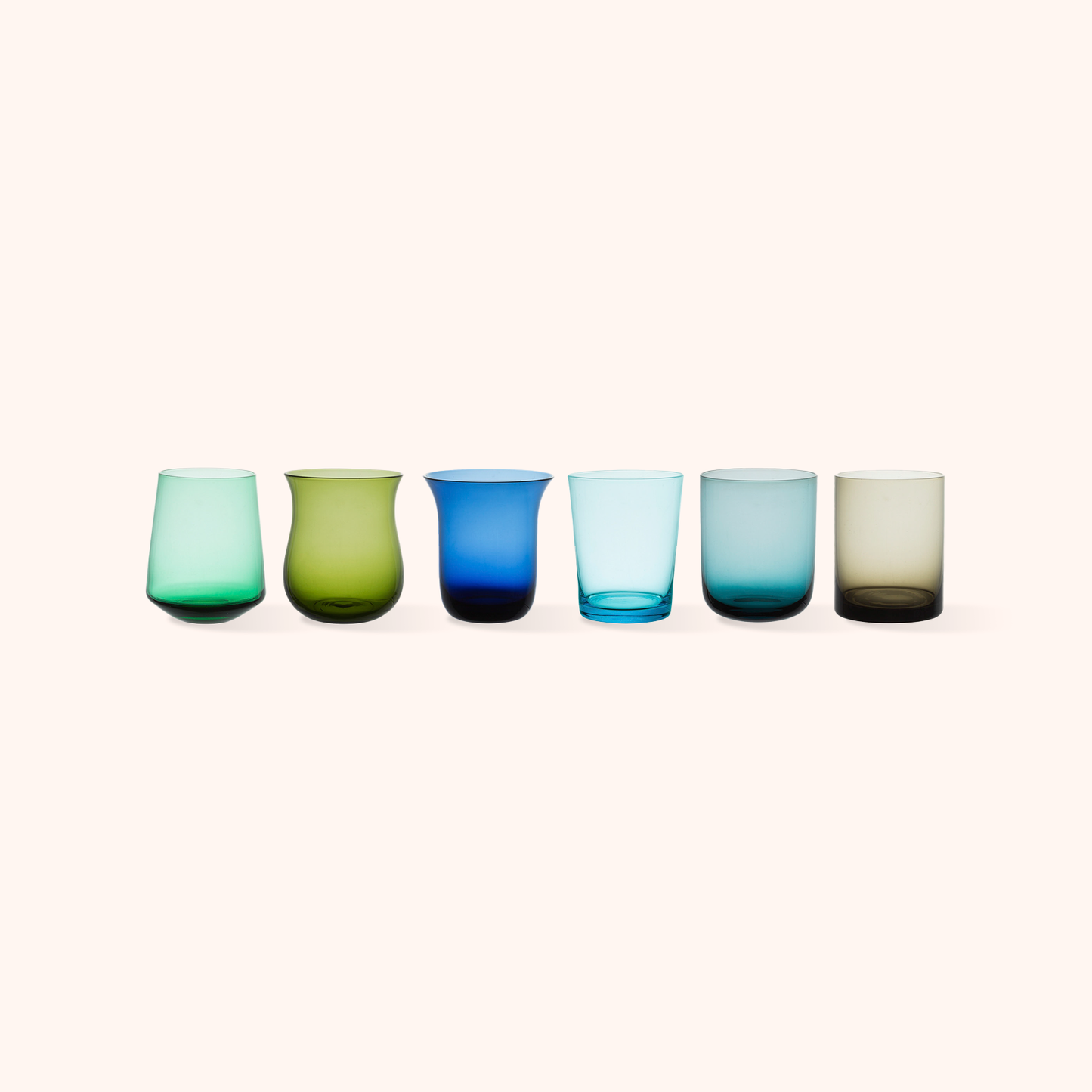 Set of 6 Tumblers Blue/Green Nuances