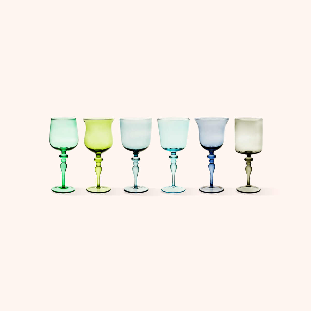 Set of 6 Goblets Blue/Green Nuances