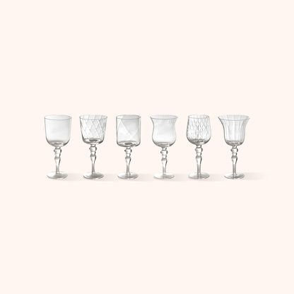 Set 6 Calici Vino Texture Trasparente