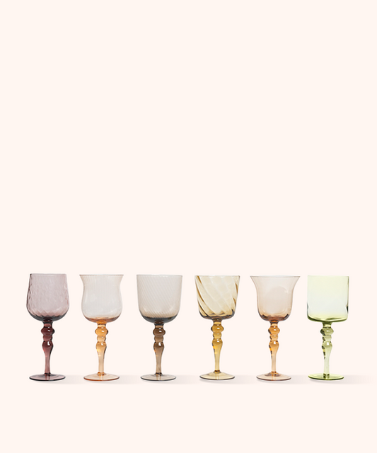 Set 6 Calici Vino Texture Nuance Ambra/Rosa