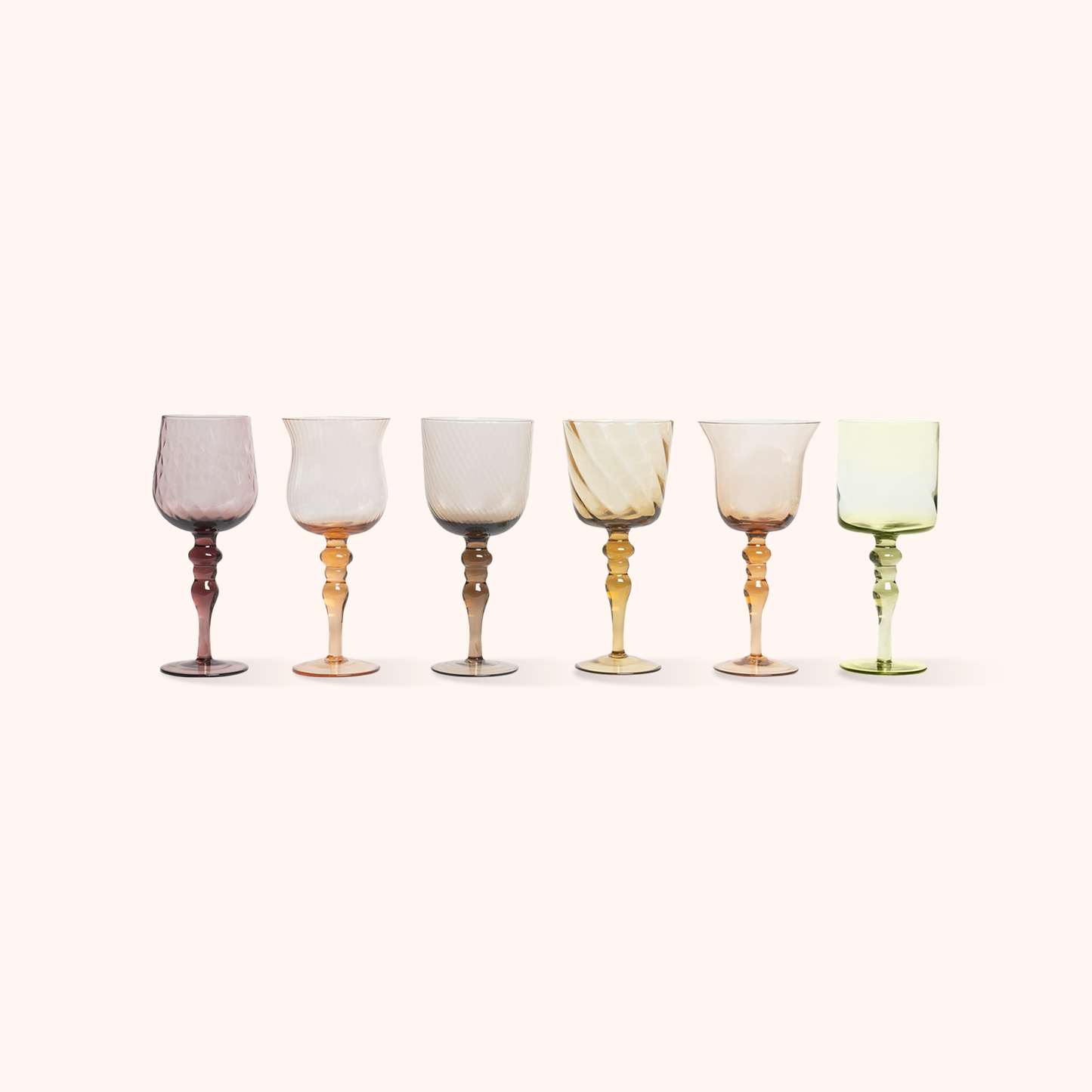 Set 6 Calici Vino Texture Nuance Ambra/Rosa