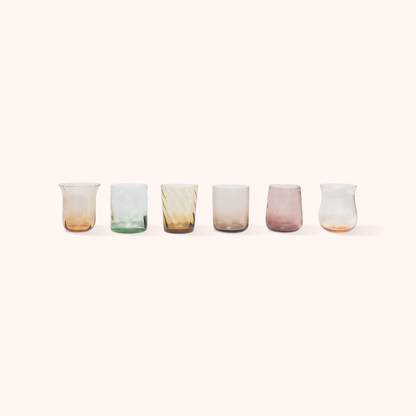 Set 6 Tumblers Textures Amber/Pink Nuances