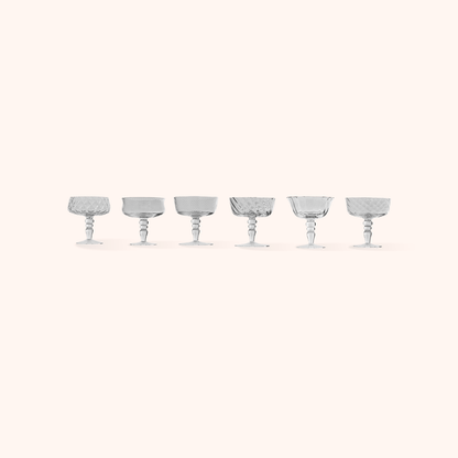 Set of 6 Champagne Bowls Textures Clear