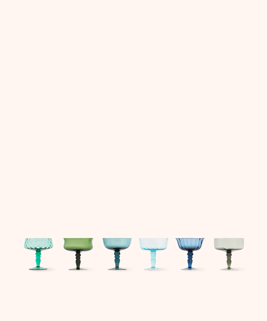 Set 6 Coppette Champagne Texture Nuance Blu/Verde