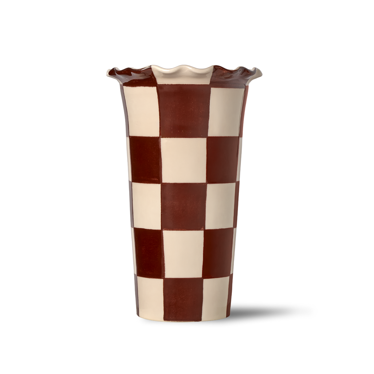 Wavy Edge Chess Ivory/Brown Vase