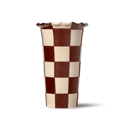 Wavy Edge Chess Ivory/Brown Vase